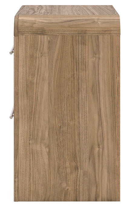 Gramburg - Two Drawer Night Stand - Warm Natural Brown