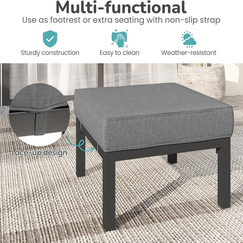 Patio Ottomans With Cushions, All-Weather Footrests (Set of 2)