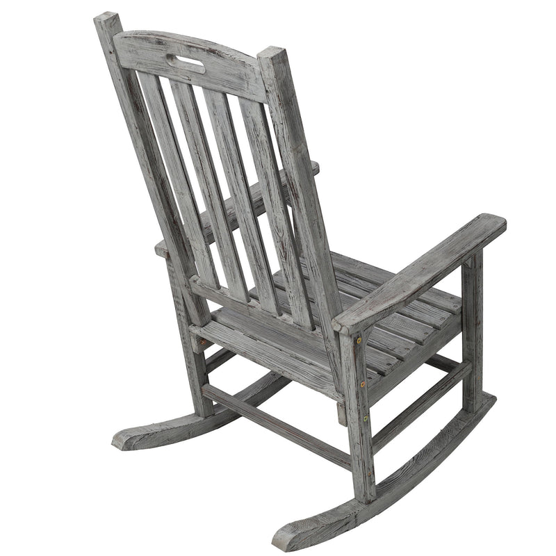 Oversized Porch Rocker Chair With Wide Seat And Tall Backrest