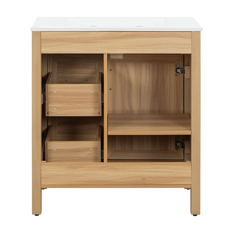 Bathroom Vanity With Sink, 2 Soft Close Drawers, 1 Soft Close Door, Adjustable Shelf