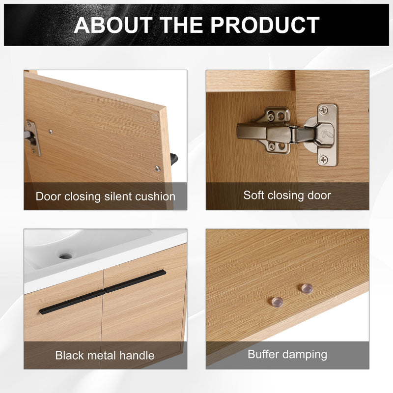 Bathroom Vanity Set With Resin Countertop Sink, 2 Doors