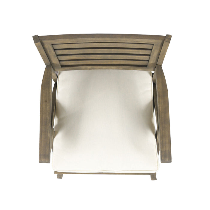 Helen - Outdoor Acacia Wood Dining Chair (Set of 2) - Gray / Creme