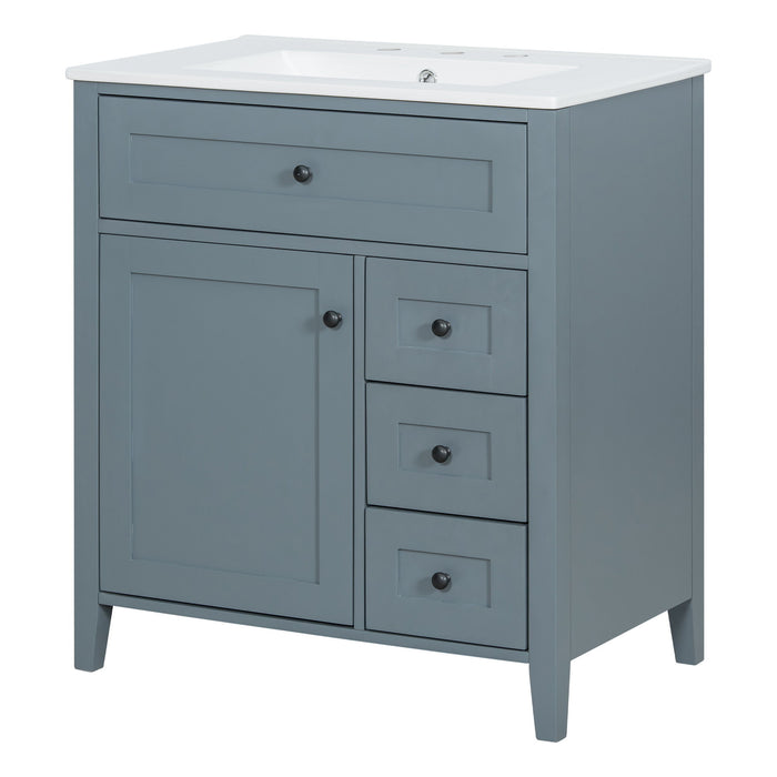 Bathroom Vanity With Sink, 3 Drawers And Adjustable Shelf