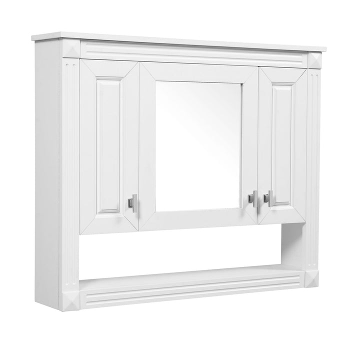 Wall-Mounted Bathroom Cabinet With Mirror And Open Shelf - White