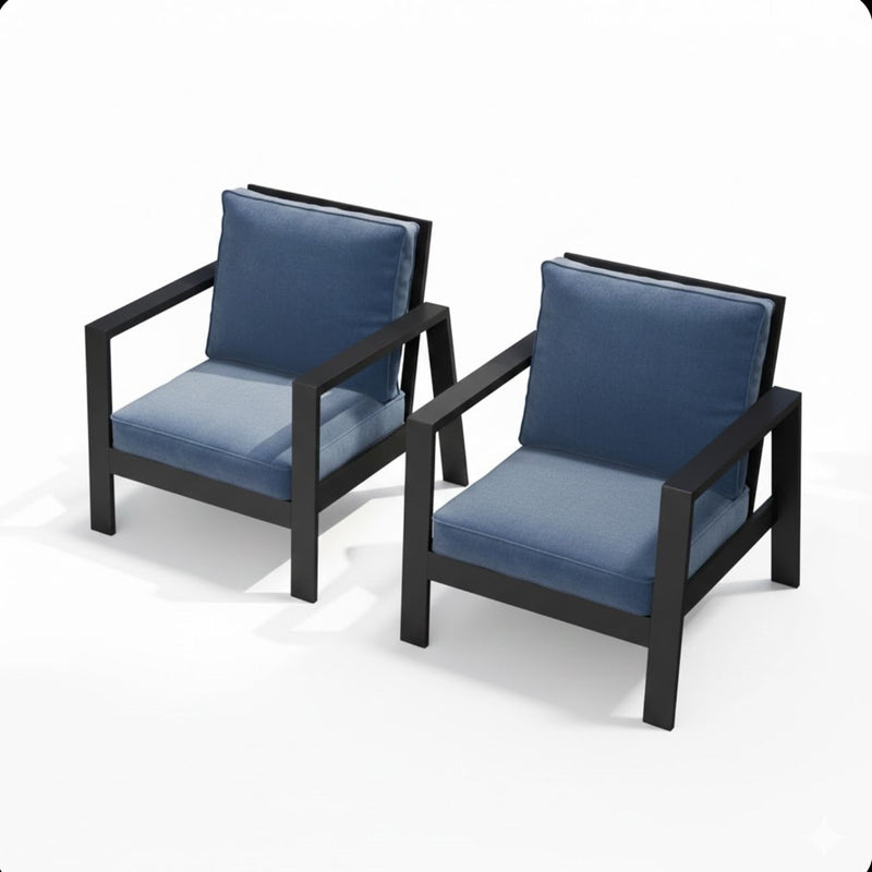 All-Weather Ergonomic Patio Armchairs With Thick Cushions (Set of 2)