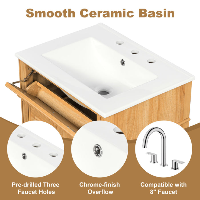 Bathroom Vanity With Flip Out Drawer, 2 Soft-Close Drawers