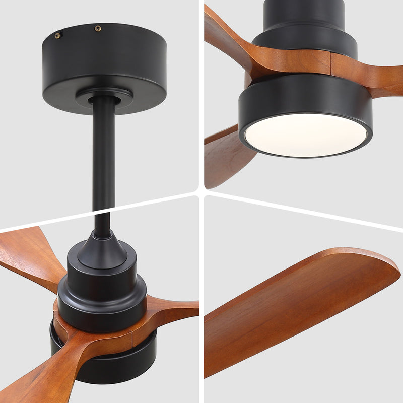 48" Ceiling Fan With Light, Dual Mount (Flush / Downrod), Dimmable LED, Quiet DC Motor, 3 Blades