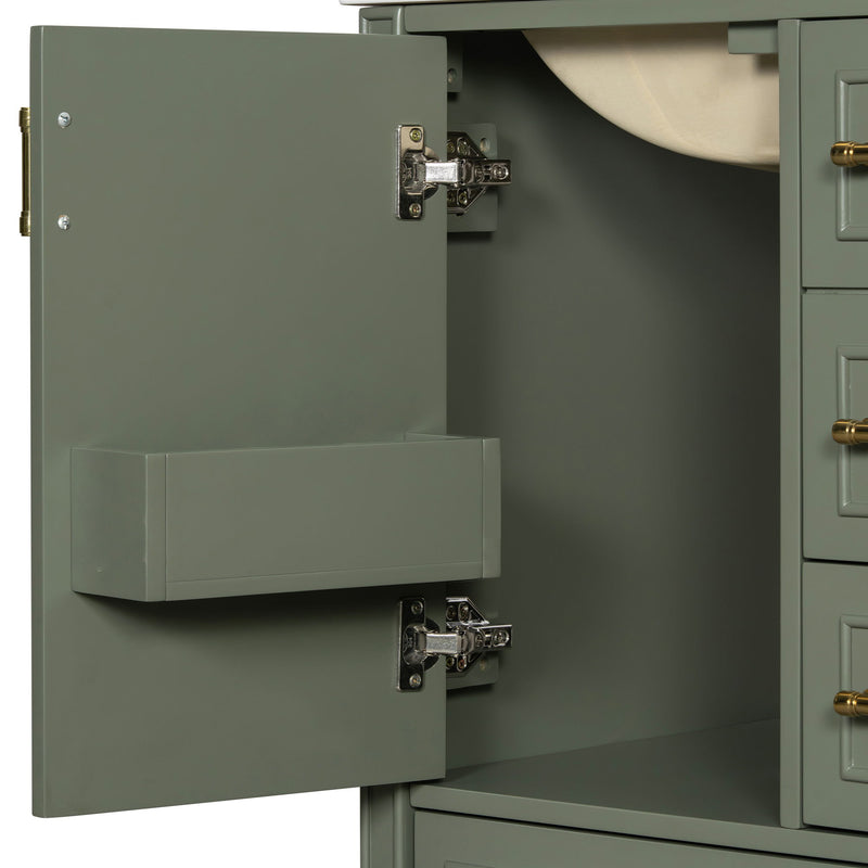 Modern Bathroom Vanity With Sink, Soft Close Doors, 3 Drawers
