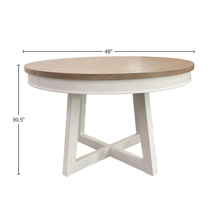 Americana Modern Dining - Round Dining Table And 4 Black Barrel Chairs - Cotton