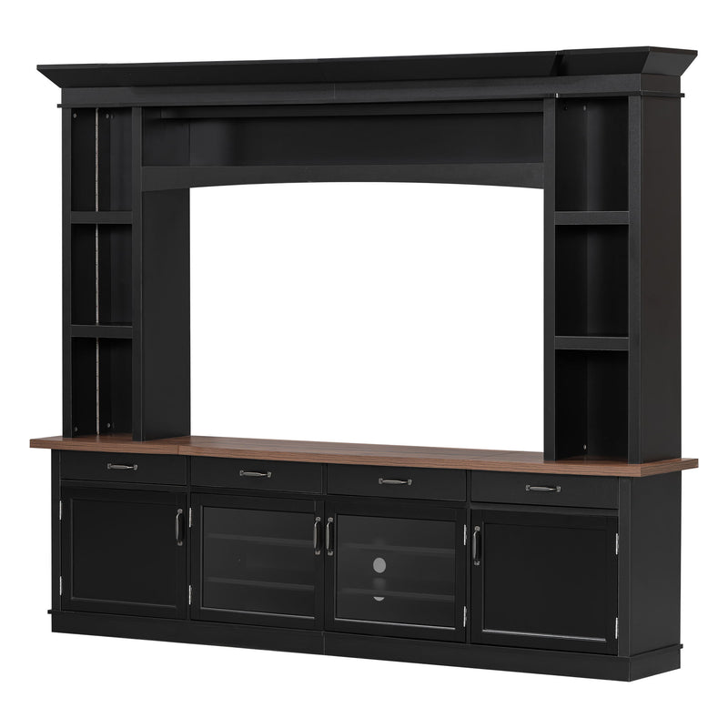 Extra Long TV Stand With 7 Color LED Lights, Adjustable Shelves & Storage Cabinets