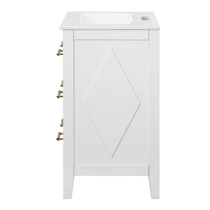 Bathroom Vanity With Sink, Free Standing Single Set, 3 Drawer Storage Cabinet