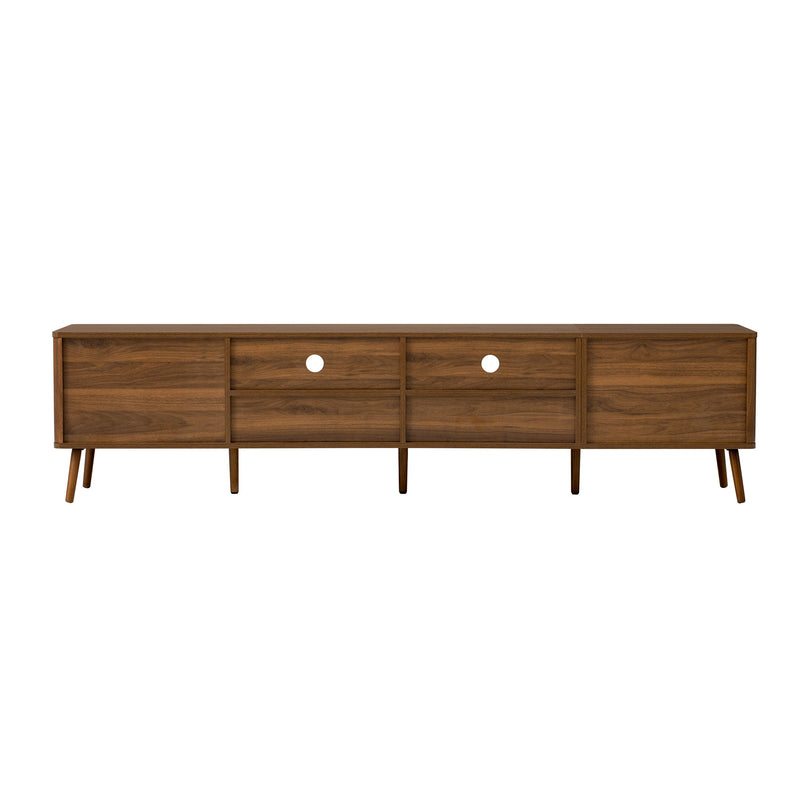 78" TV Stand For 85" TVs With Soft Close Doors, Open Shelf - Walnut