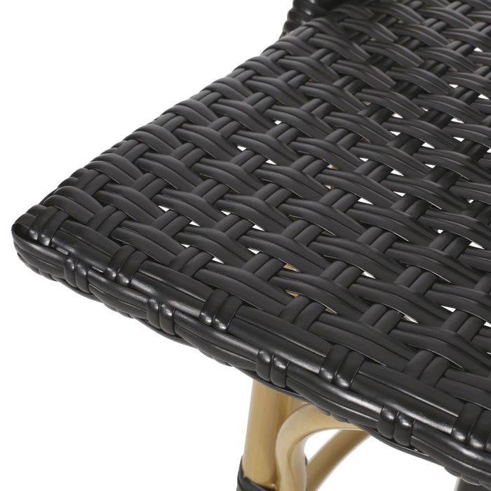 Outdoor Rattan And Aluminum French Barstools (Set of 2)