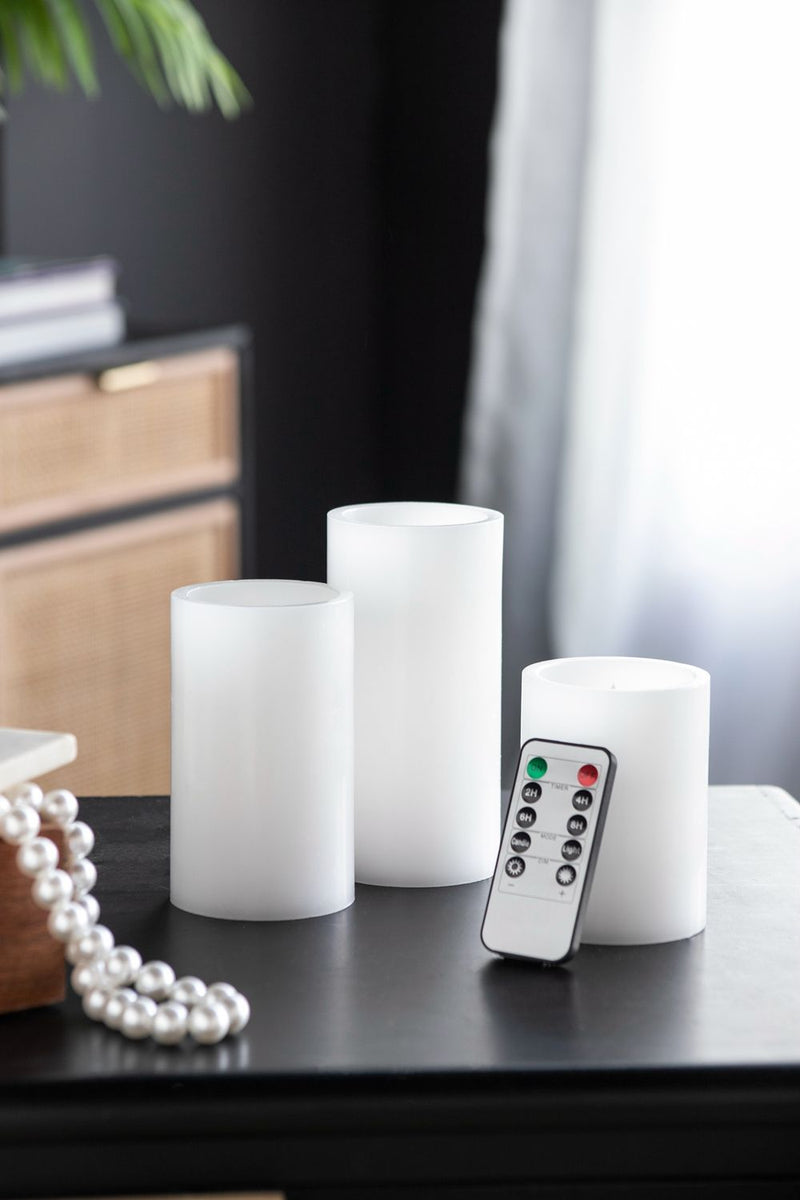 LED Candles With Remote Timer (Set of 3) - White