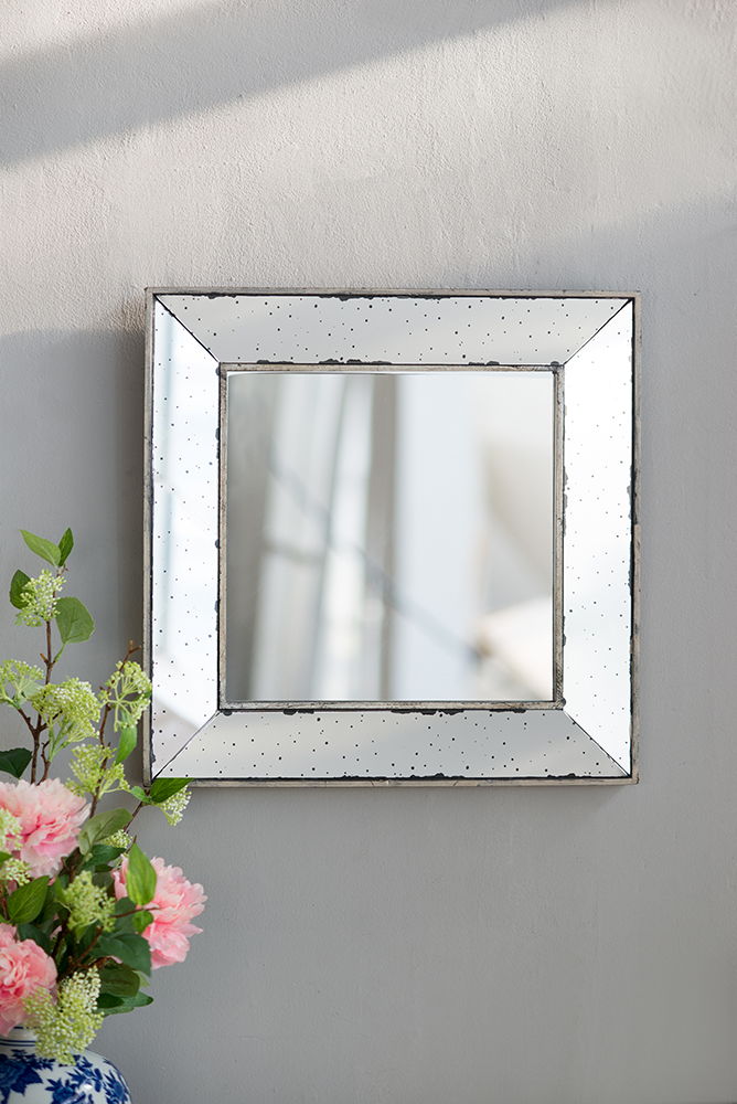 Distressed Accent Mirror, Traditional Style Framed Wall Mirror For Living Room