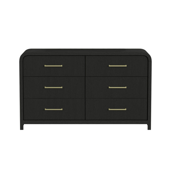 Ridgemont 6-Drawer Dresser in Black with Grain