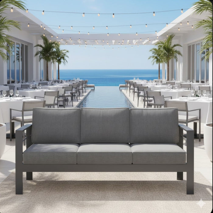 All-Weather Patio Sofa With Cushions, 3 Seat Outdoor Couch