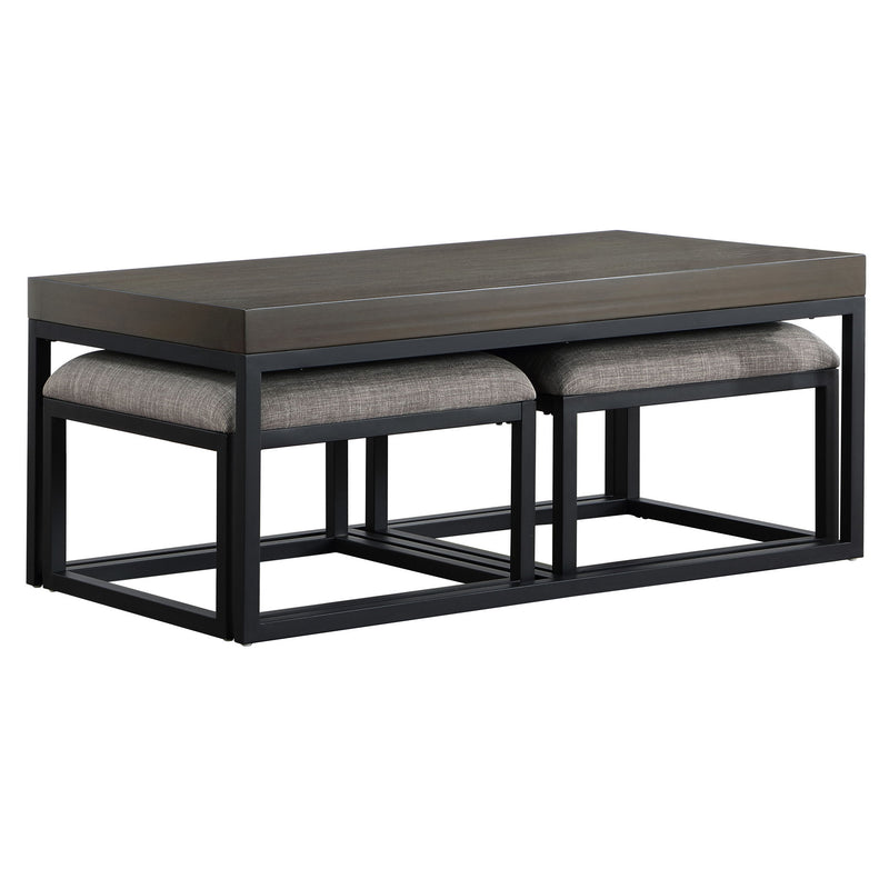 Yukon - Rectangle Nesting Table And Stool - Brown / Gray