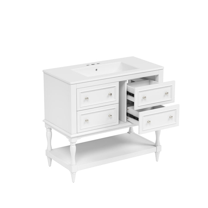 Bathroom Vanity With Medicine Cabinet, Storage Cabinet With 4 Drawers, Adjustable Shelf Mirror