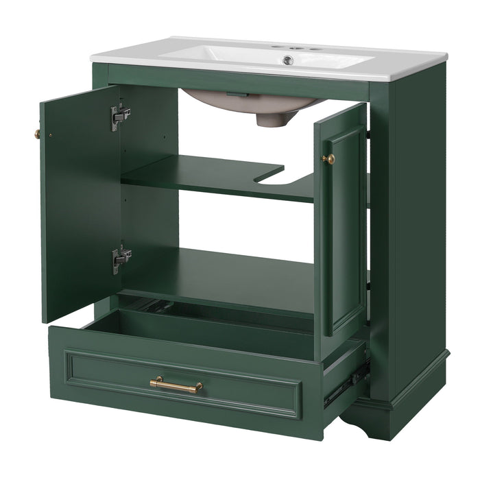 Bathroom Vanity With Sink, Cabinet & 2 Soft Closing Doors & Adjustable Shelf
