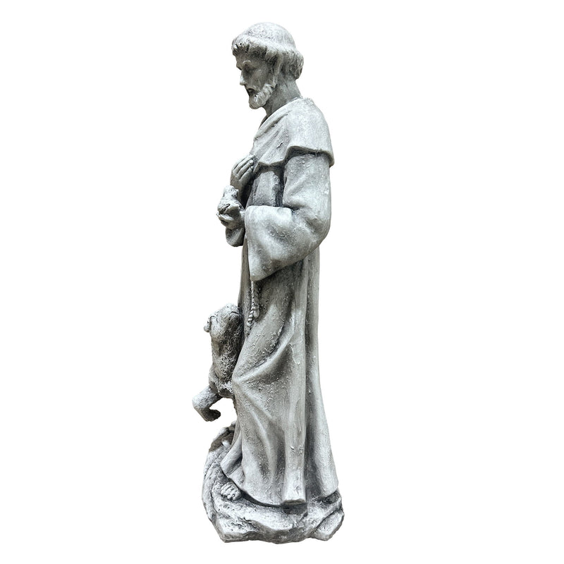Magnesium Oxide Saint Statue With Lamb Weatherproof Religious Sculpture Garden Church Decor Ornament