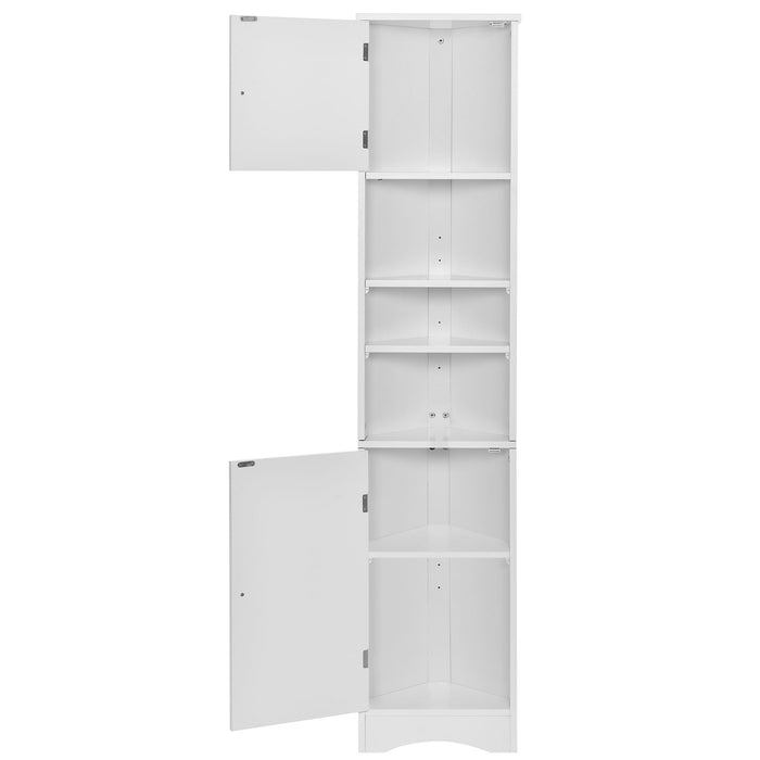 Multi Functional Corner Cabinet With Adjustable Shelves And 2 Doors