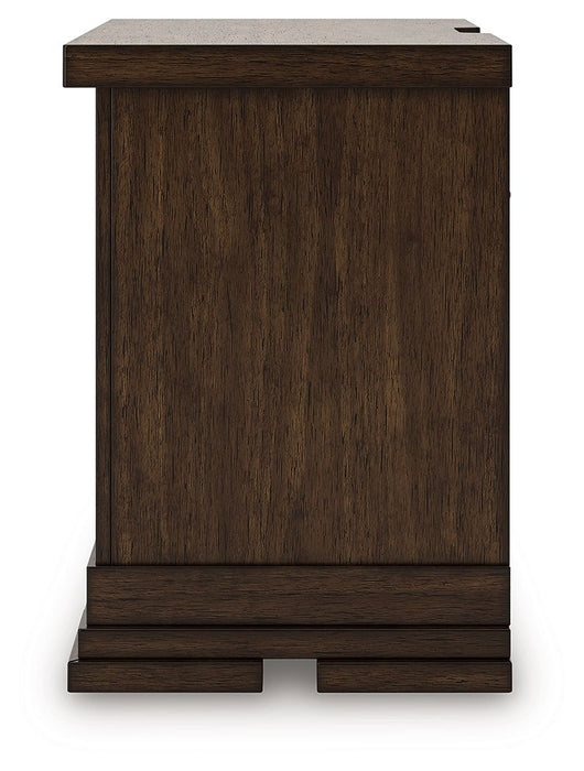 Taffenbrook - Three Drawer Night Stand - Medium Brown