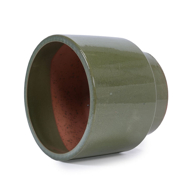 3 Pieces Ceramic Flowerpot, Planter For Patio, Garden Or Windowsills - Antique Light Green