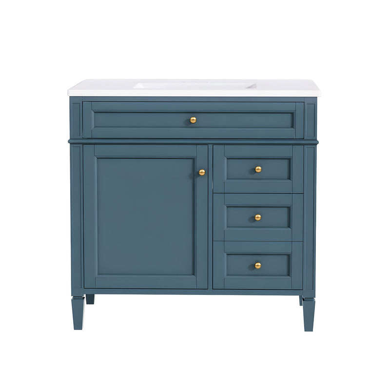 Bathroom Vanity With Sink, Rectangular Storage Cabinet & 2 Drawers And Tip Out Drawer