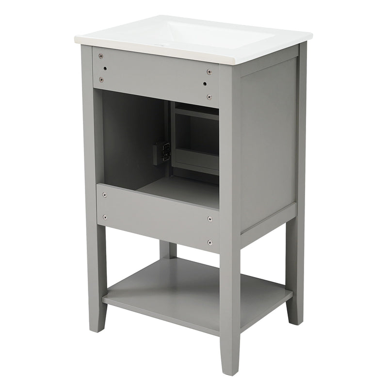 Modern Bathroom Vanity With Sink, Soft-Closing Door And Open Shelf