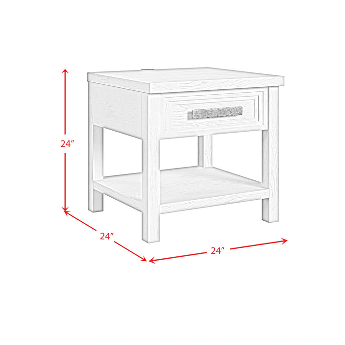 Avalanche End Table with USB in Antique White