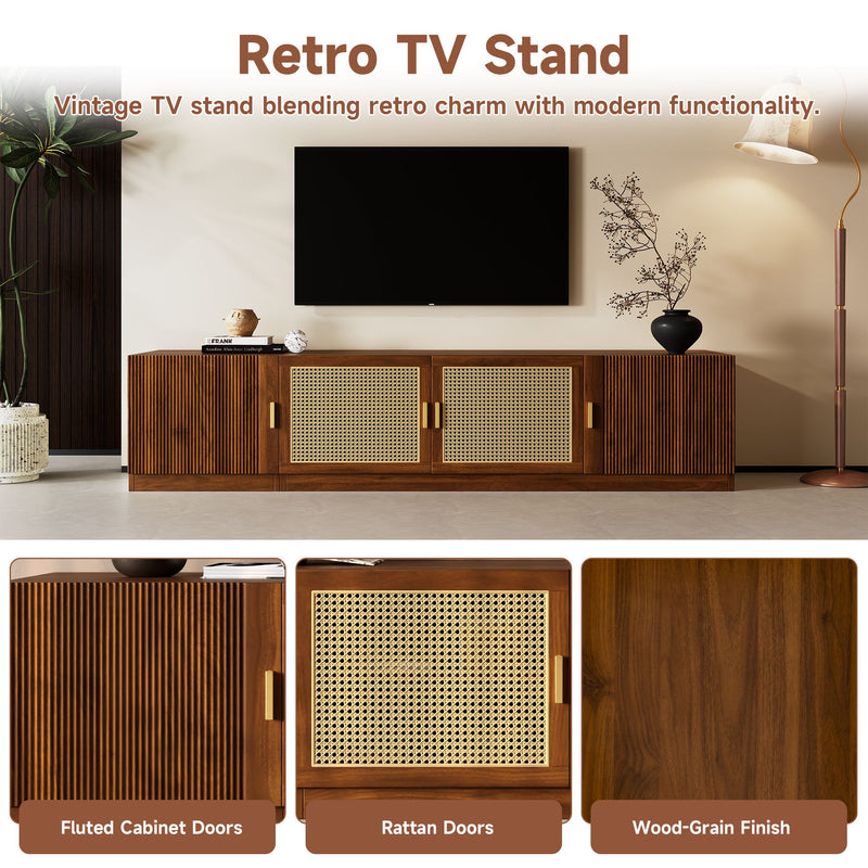 TV Stand, Media Console With Adjustable Shelves - Walnut
