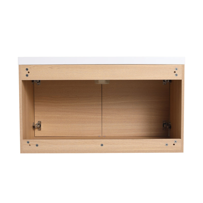 Bathroom Vanity Set With Resin Countertop Sink, 2 Doors