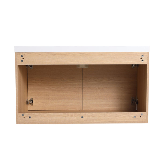 Bathroom Vanity Set With Resin Countertop Sink, 2 Doors