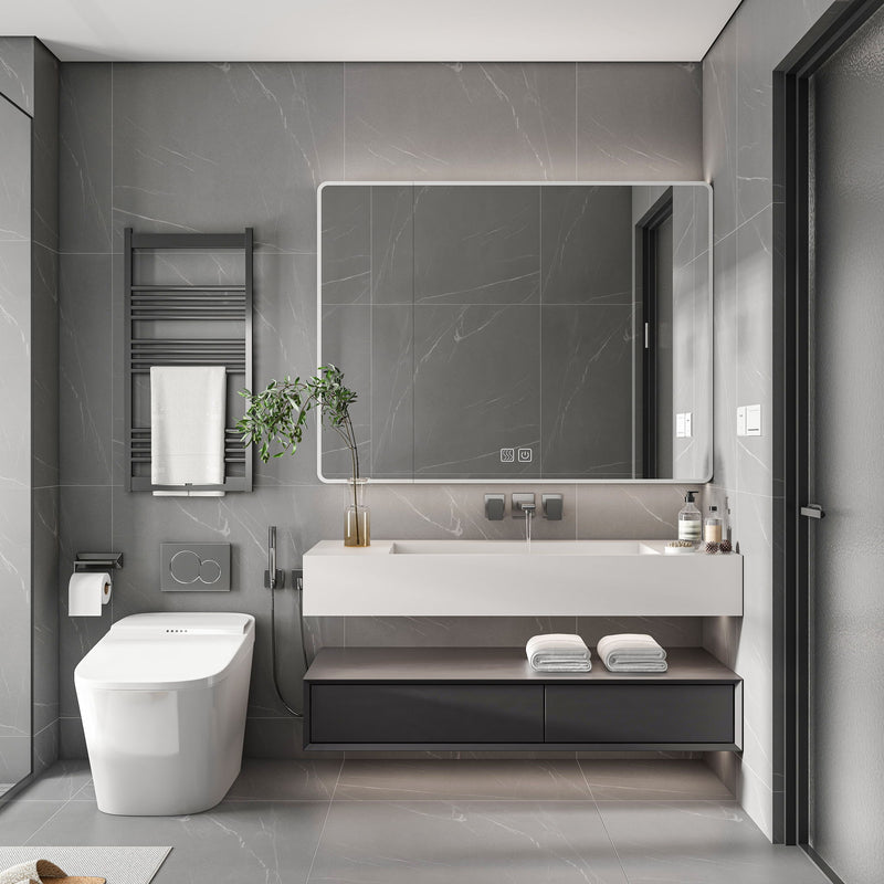 Aluminium Medicine Cabinet Mirror With LED Light And Defogging Function - Gray