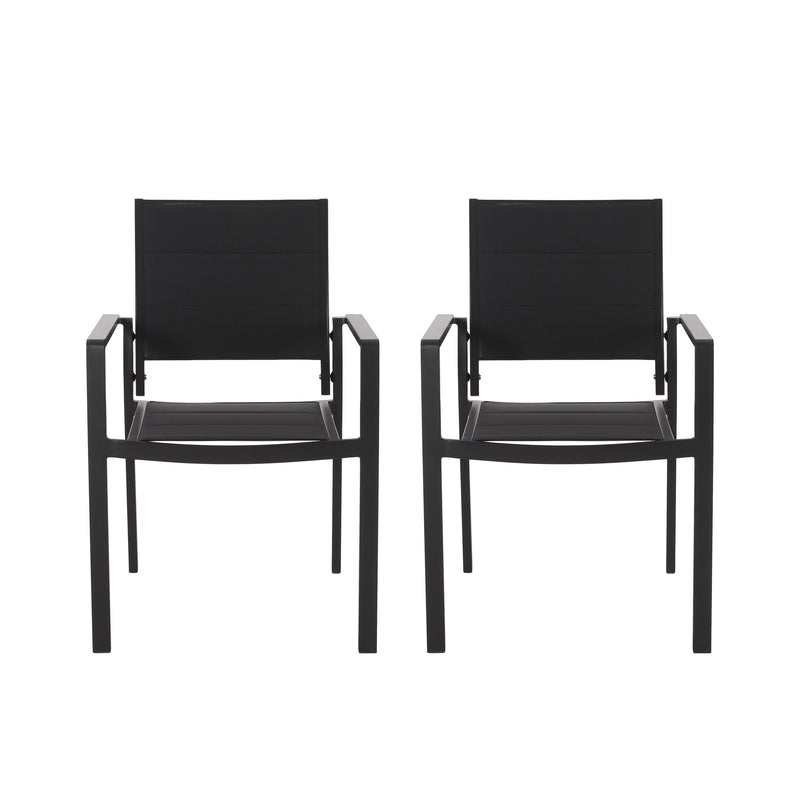 Baird - Outdoor Mesh And Aluminum Dining Chairs - Black