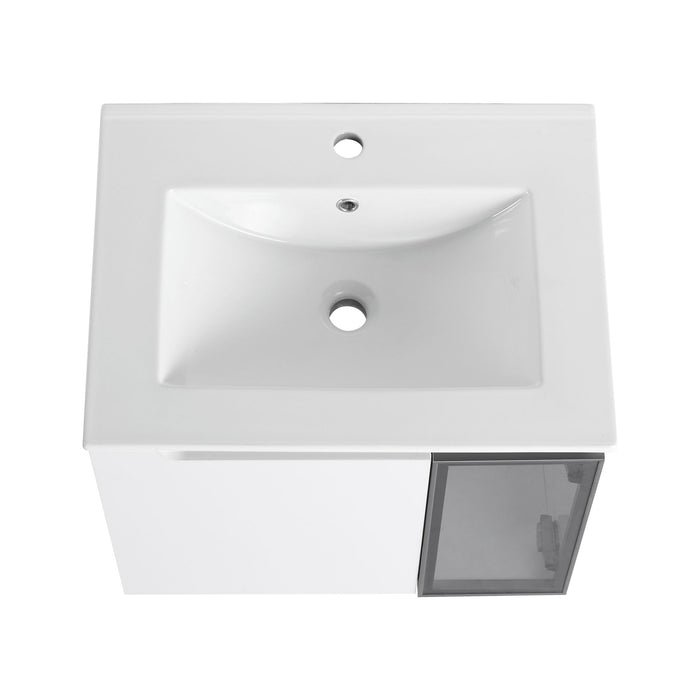 Wall Mounted Bathroom Vanity With Sink, 2 Soft Close Doors, Cabinet & Half Door