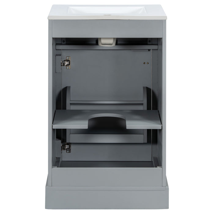 Elegant Bathroom Vanity With Ceramic Sink, Soft Close Door, Adjustable Shelf