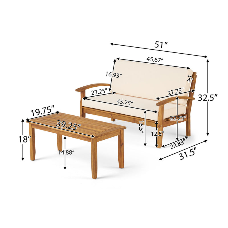 Outdoor Chat Set With Coffee Table And Loveseat