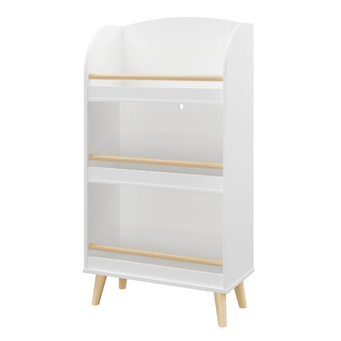 Bookshelf 3 Tier Book Organizer With Toy Storage - White