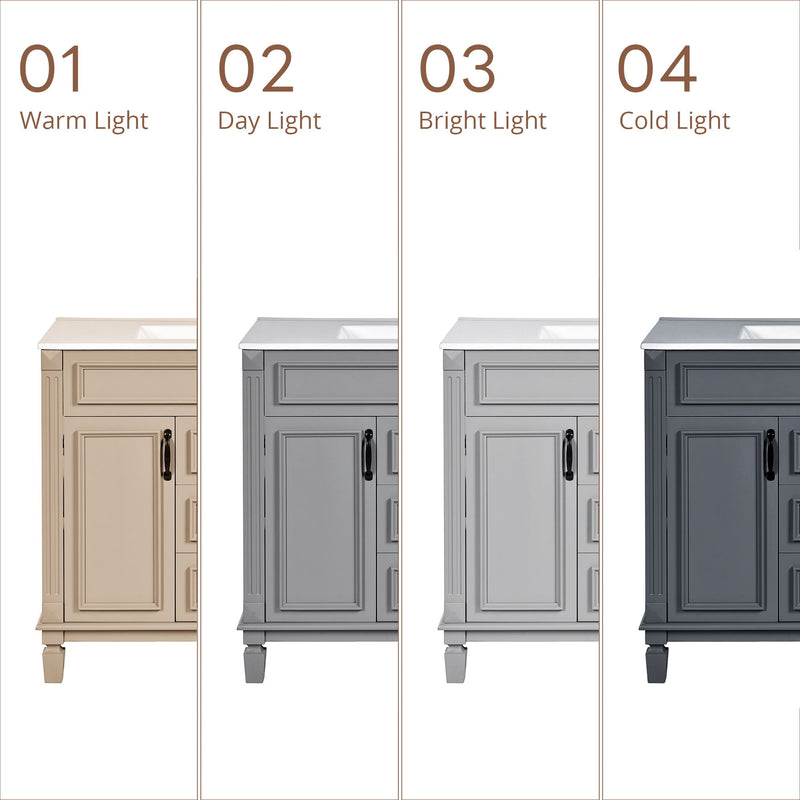 Bathroom Vanity With Top Sink, Cabinet With 2 Soft Closing Doors And Drawers