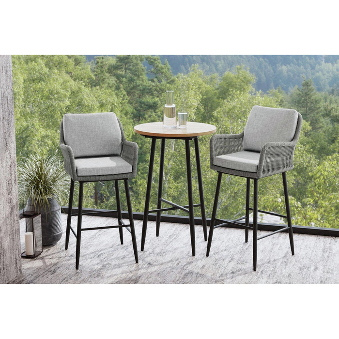Bayhill Barstool with Grey Fabric in Black (2 Per Carton)