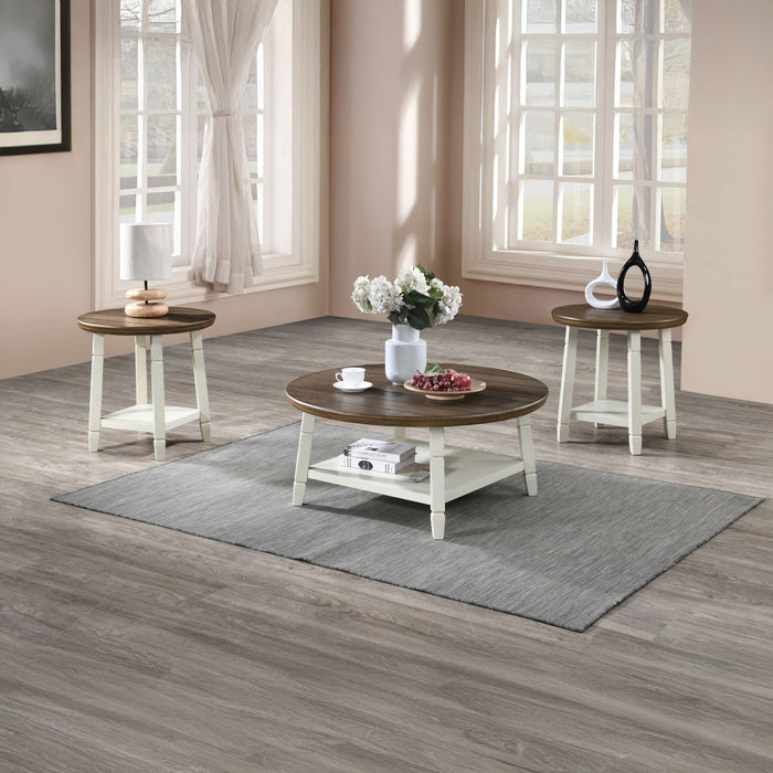 Flaherty - 3 Piece Occasional Set (1 Coffee & 2 End Tables) - Brown / White