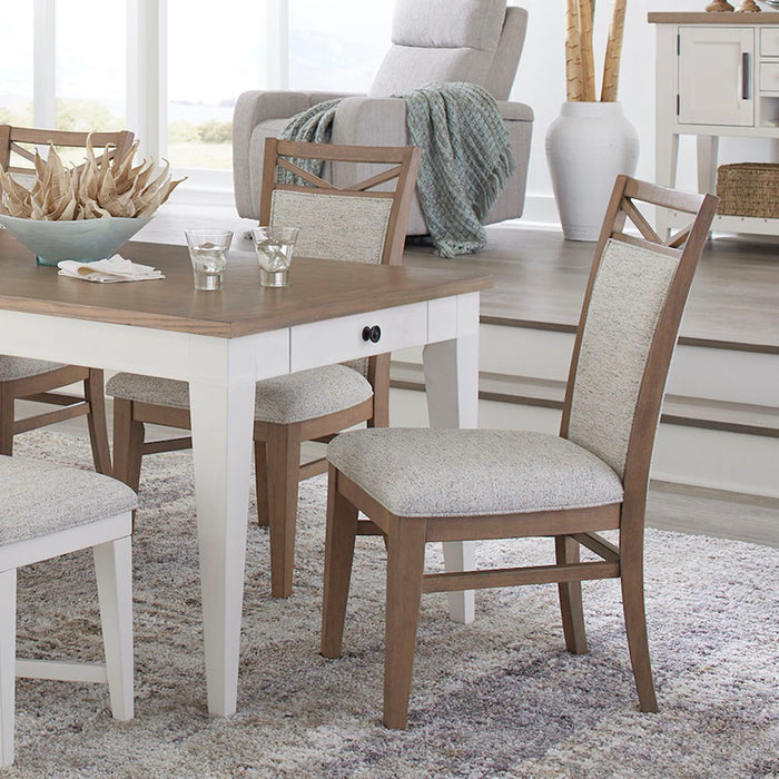 Americana Modern Dining - Round Extendable Dining Table And 4 Upholstered Chairs - Cotton