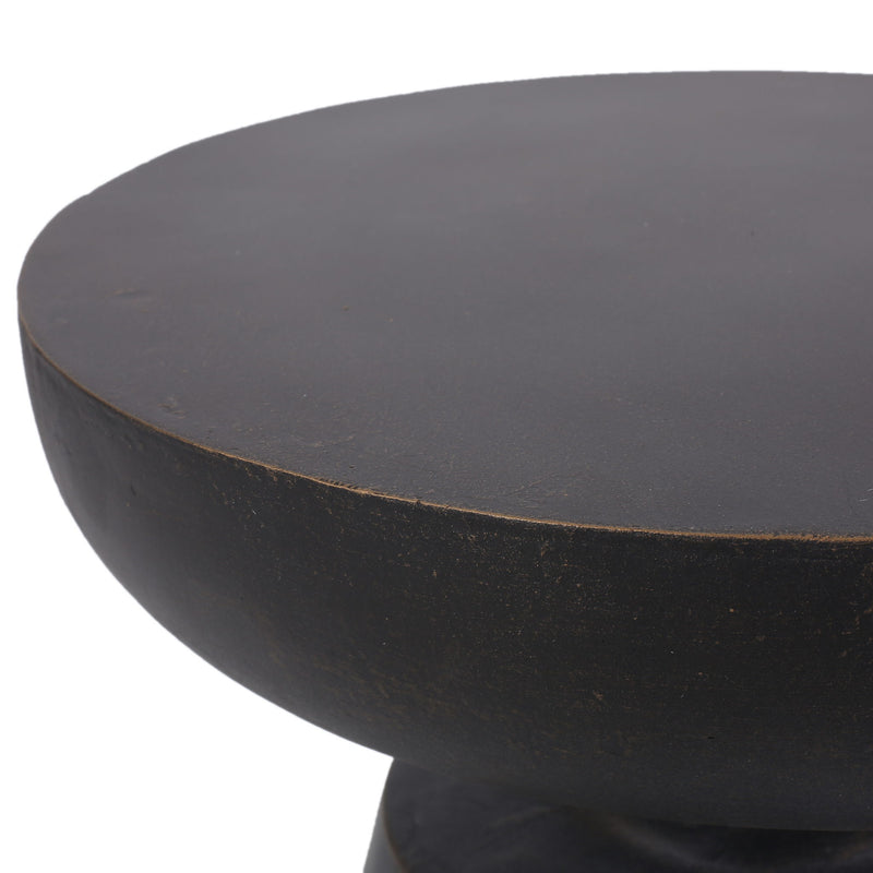 Outdoor Lightweight Concrete End Table With Half Sphere Top - Copper