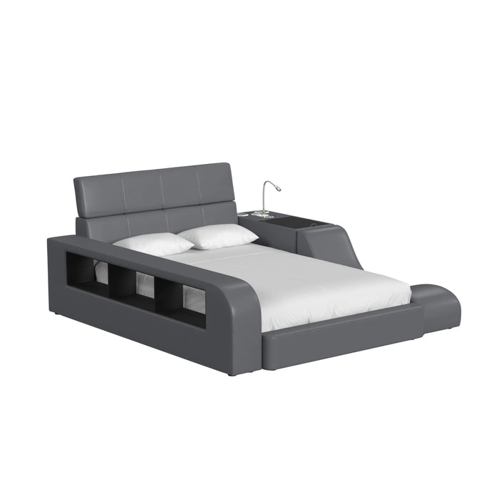 Valari Transformer Bed with Electronic Features in Grey PU