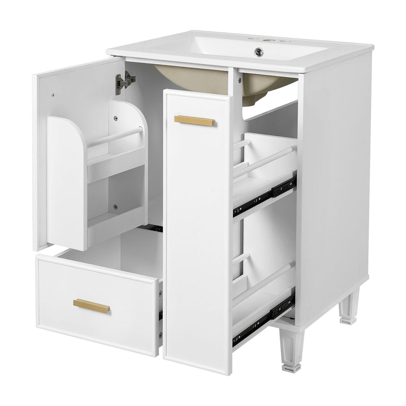 Bathroom Vanity With Sink, Deep Drawer, Door Shelf, 2 Tier Basket