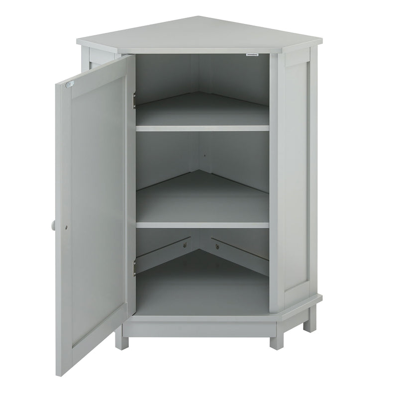 Triangle Corner Bathroom Cabinet With Adjustable Shelf, Storage Unit - Gray