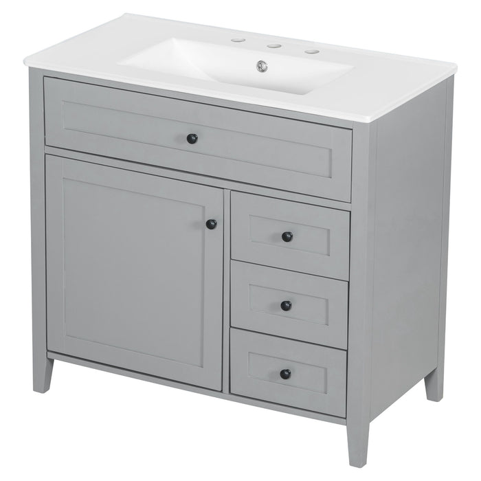 Bathroom Vanity With Sink, Cabinet With 3 Drawers And Adjustable Shelf