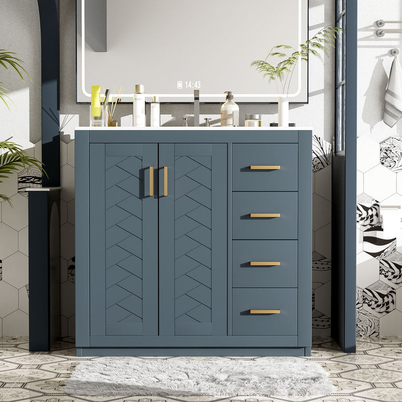 Bathroom Vanity With Sink Combo, Storage Cabinet, Freestanding Set With 3 Drawers & Soft Closing Doors